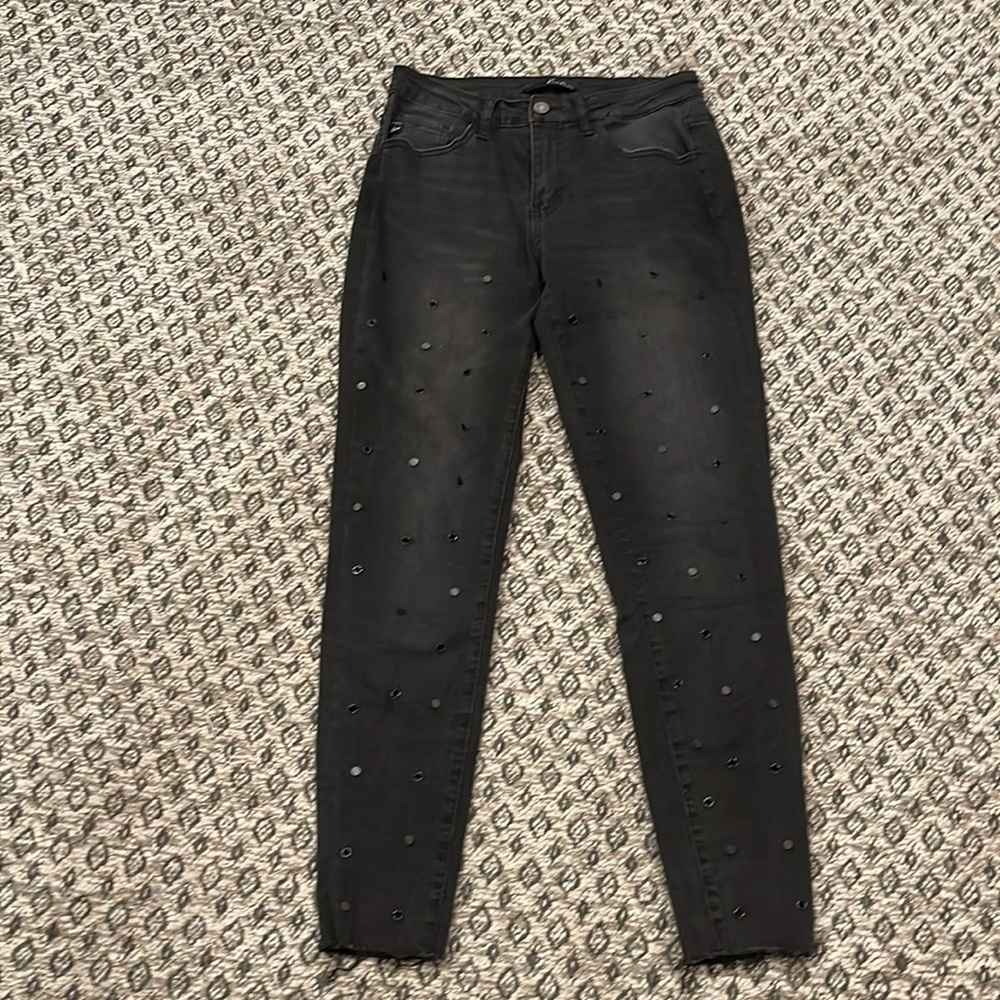 Black denim with stud detail